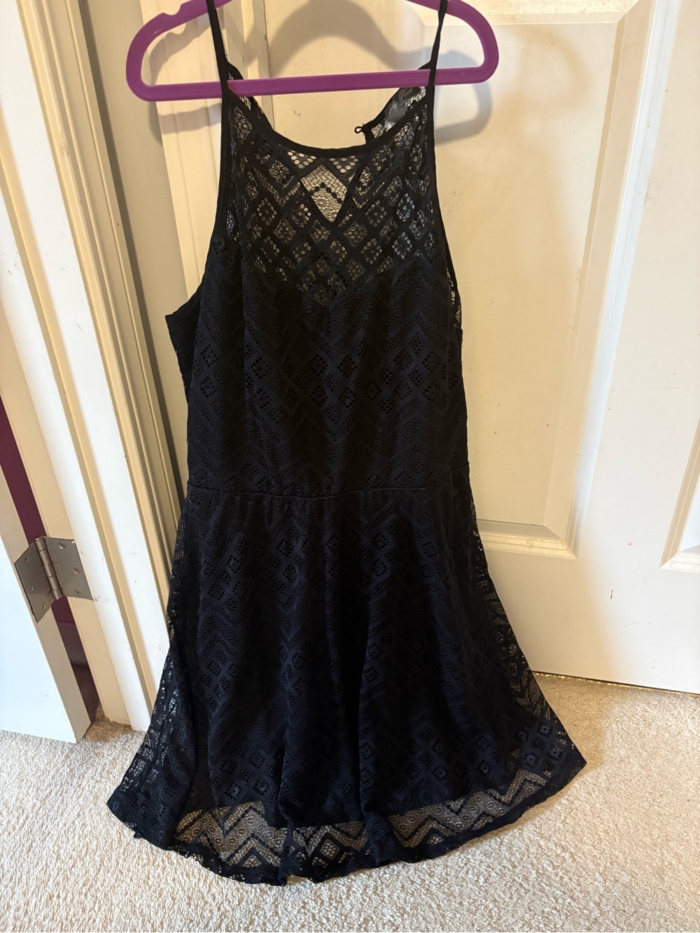 Lily Rose Black Lace Mini Dress with Diamond Cutwork